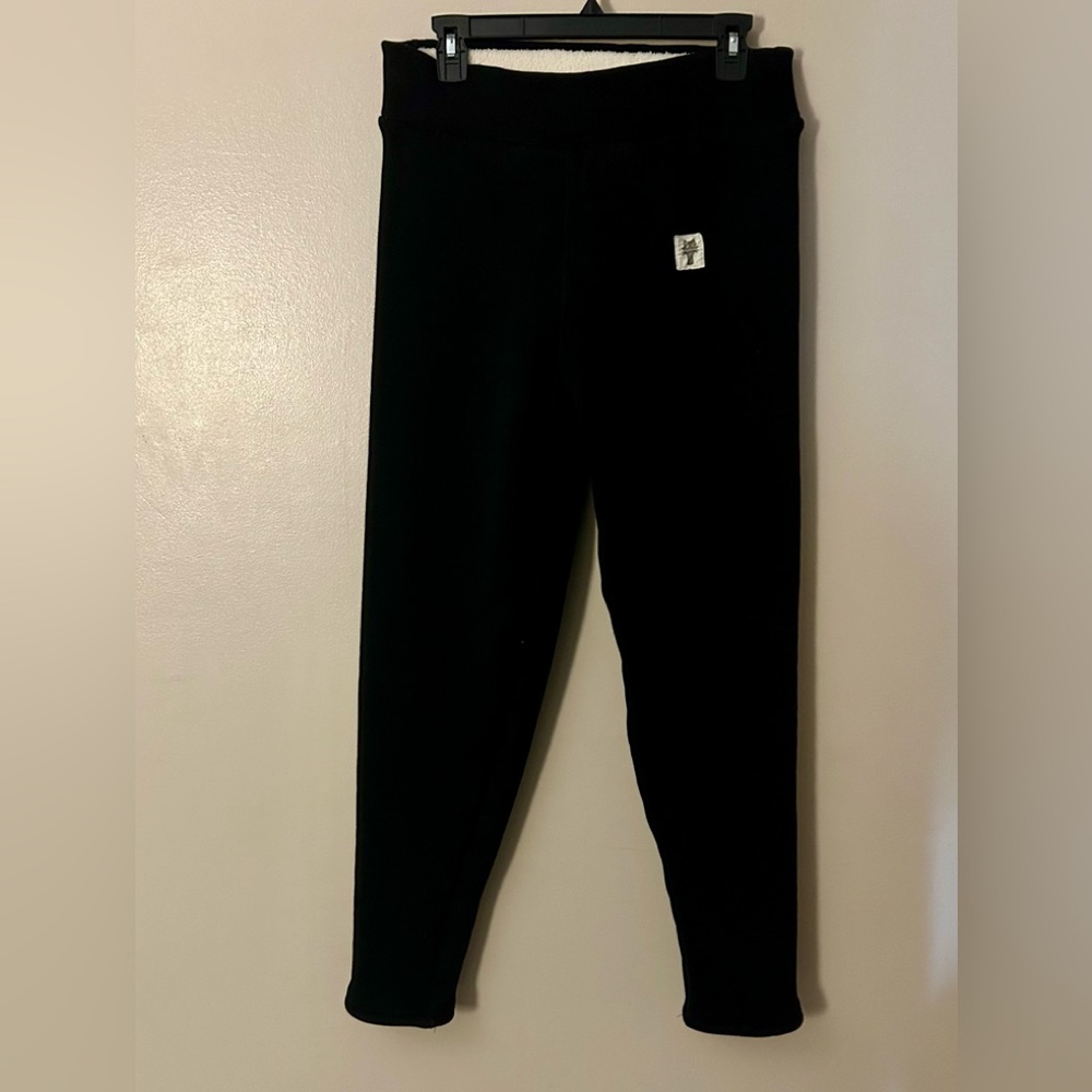 URATOT 550g Thick Cashmere Winter Warm Fleece Lined Thermal Pants Leggings BLACK